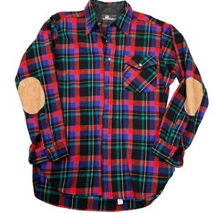 Lobo Pendleton Shirt Mens L Blue Multi Plaid Tatran Elbow Patch Jacket USA VTG